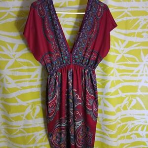 Flying Tomato Red Paisley Backless Dress